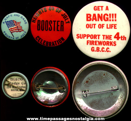 (3) Old 4th of July Pin Back Buttons