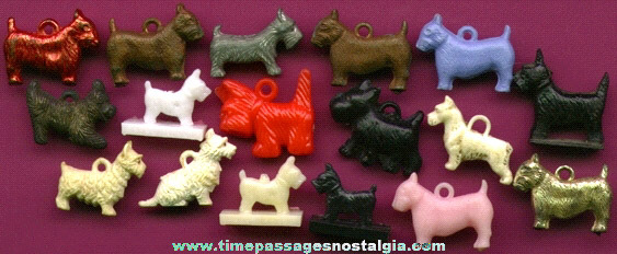 (17) Scottie Dog Charms & Miniature Figures
