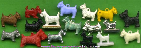 (17) Scottie Dog Charms & Miniature Figures