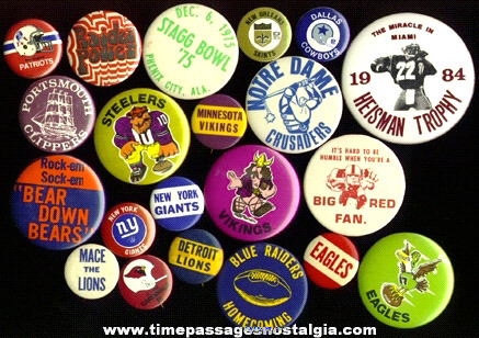 (21) Football Pin Back Buttons