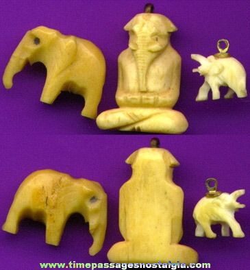 (3) Old Carved Ivory Or Bone Charms