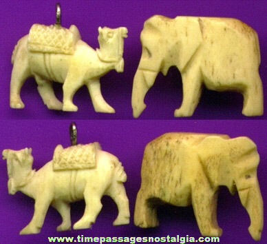 (2) Old Carved Ivory Or Bone Charms