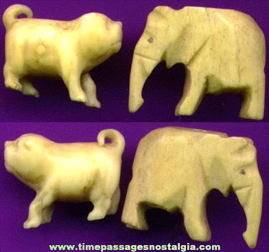 (2) Old Carved Ivory Or Bone Charms