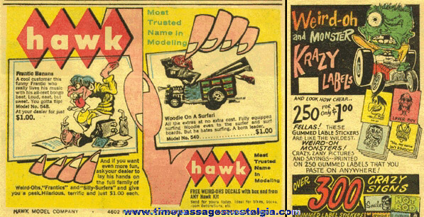 (2) Old WEIRD-OH Magazine Advertisements