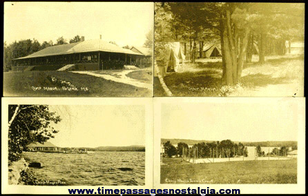 (4) Old CAMP MAQUA - POLAND MAINE Real Photo Post Cards