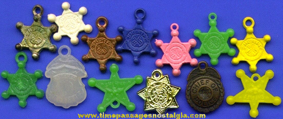 (13) Old Gum Ball Machine Prize Police Badge Charms