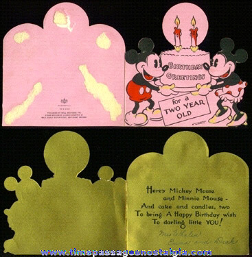 1930’s Walt Disney Enterprises Hall Brothers Greeting Card