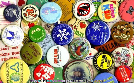 (50) Different Mixed Pin Back Buttons