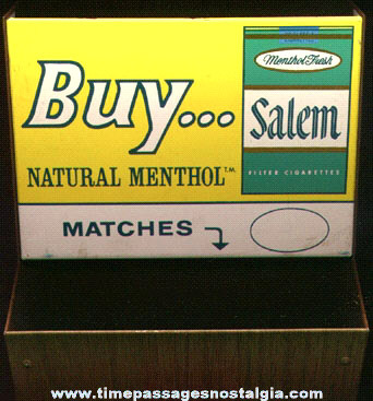 Old SALEM Cigarettes Lithographed Tin Store Display Match Holder