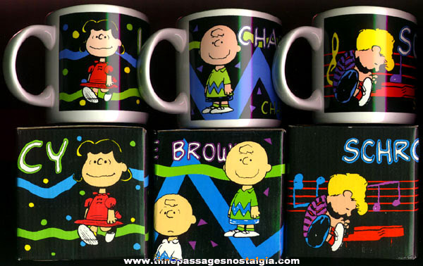 (3) Different Boxed PEANUTS Characters Coffee Cups / Mugs