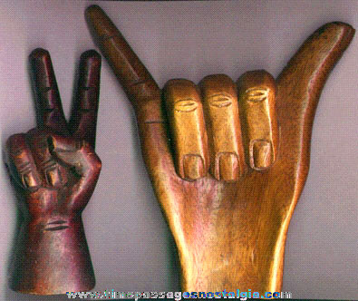 (2) 1960’s - 1970’s Carved Wooden Hands