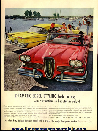 (8) Different Large And Colorful Ford EDSEL Advertisements