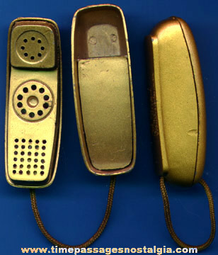 (2) Matching Painted Metal Miniature Dial Telephone