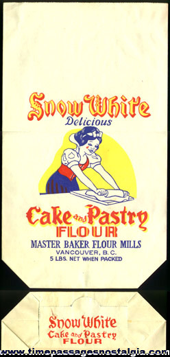 Old Unused SNOW WHITE Paper Flour Bag