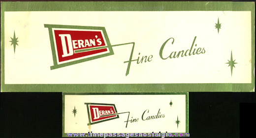 (2) 1950’s DERAN’S Cardboard Candy Signs