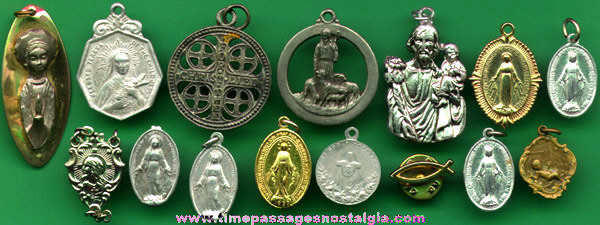 (15) Catholic Or Christian Religious Medals, Charms, & Pins