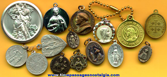 (15) Catholic Or Christian Religious Medals, Charms, & Pins