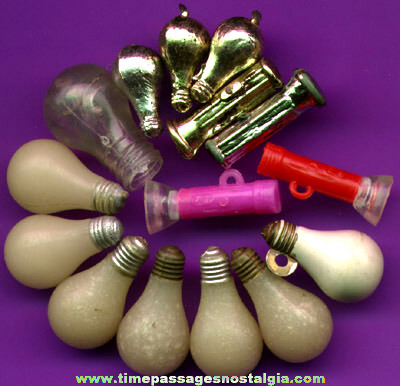 (15) Old Flashlight And Light Bulb Gum Ball Machine Charms
