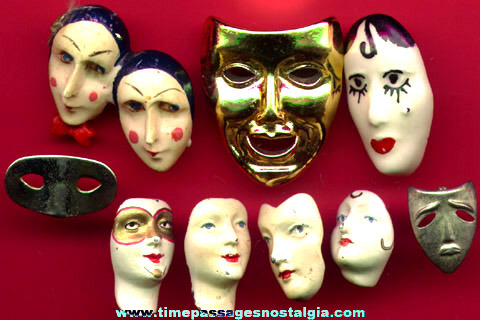 (9) Old Face and Mask Pins