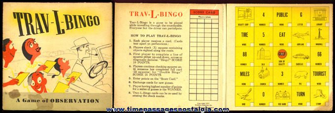 1951 Gulf Gasoline "TRAV-L-BINGO" Advertising Premium Game