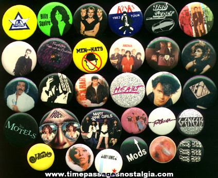 (30) Different 1980’s Music Pin Back Buttons