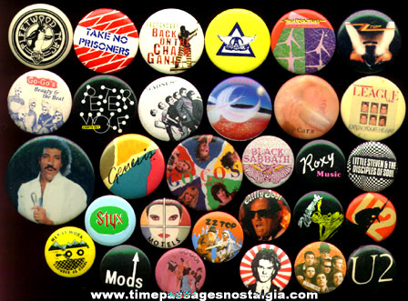 (30) Different 1980’s Music Pin Back Buttons
