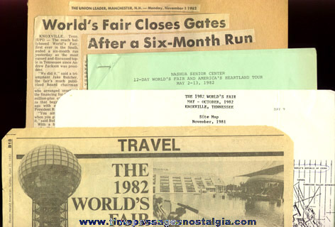(16) 1982 Knoxville, Tennessee World’s Fair Paper Souvenir Items
