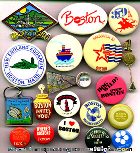 (20) Boston, Massachusetts Buttons, Pins, etc.