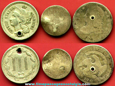 (3) Old Obsolete United States Type Coins