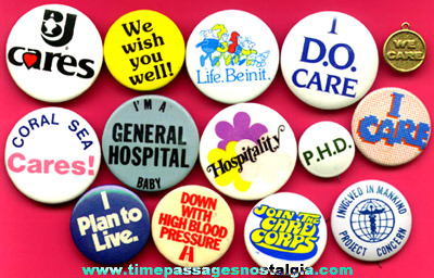 (14) Different Hospital Advertising Pin Back Buttons