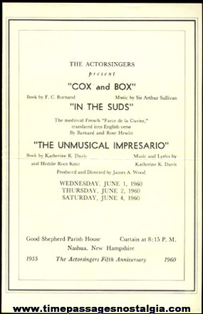 (3) 1960 Items For Three Theatre Plays