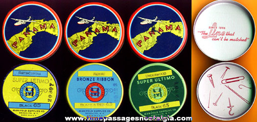 (3) 1940’s PANAMA Typewriter Ribbon Advertising Tins