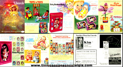 (10) 1970 - 1972 Toy Trade Publication Advertisements For UNEEDA Dolls