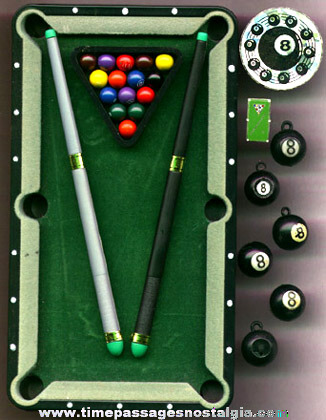 Miniature Pool Or Billiards Table with Ball & Cue Sticks