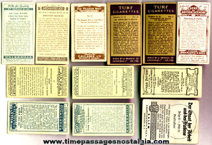 (12) Different Old Cigarette Or Tobacco Advertising Trading Cards