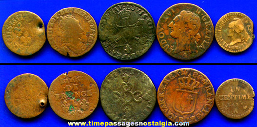 (5) 17th to early 19th Century French Coins