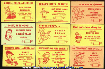 (26) Different Restaurant / Diner Menu Special Advertising Cards