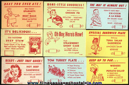 (26) Different Restaurant / Diner Menu Special Advertising Cards