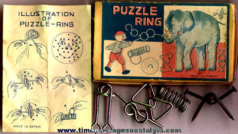 Old Boxed Set Of (5) Different Wire Puzzles