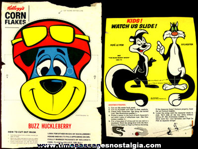 (2) Different Old Cartoon Character Cereal Box Backs