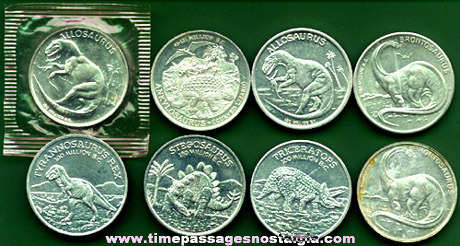 (8) Cereal Premium / Prize Dinosaur Coins