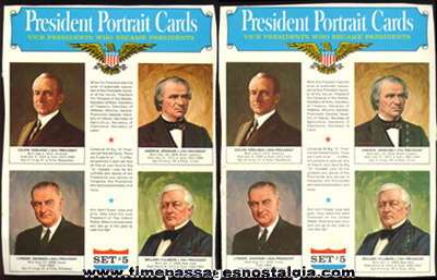(2) Old U.S. President Trading Card Cereal Box Back Panels