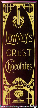 Old Lowney’s CREST CHOCOLATES Advertising Glass Door Push