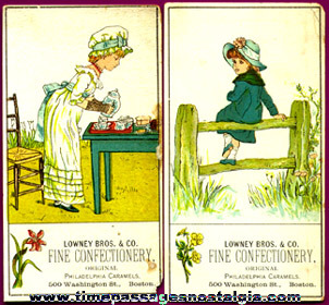 (2) Old Lowney’s Confections Advertising Trade Cards