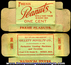 Old Unused Gillett Novelty Company Small 1 cent PEANUTS Box