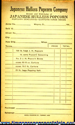 Complete And Unused 1930’s Japanese Hulless Popcorn Company Company Receipt Book