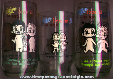 (3) 1970’s Kim Love Is ... Drinking Glasses