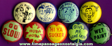 (9) Old Pinback Buttons With Sayings