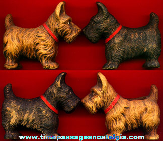 (2) Old Wood Composition Scottish Terrier / Scottie Dog Figures