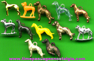 (12) Old Greyhound Dog Gumball Machine Prize Charms